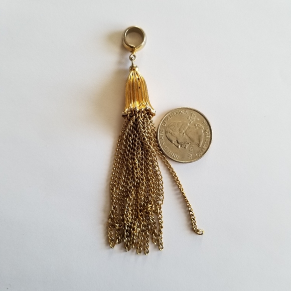 Vintage pendant chain tassel gold tone metal - Picture 6 of 7